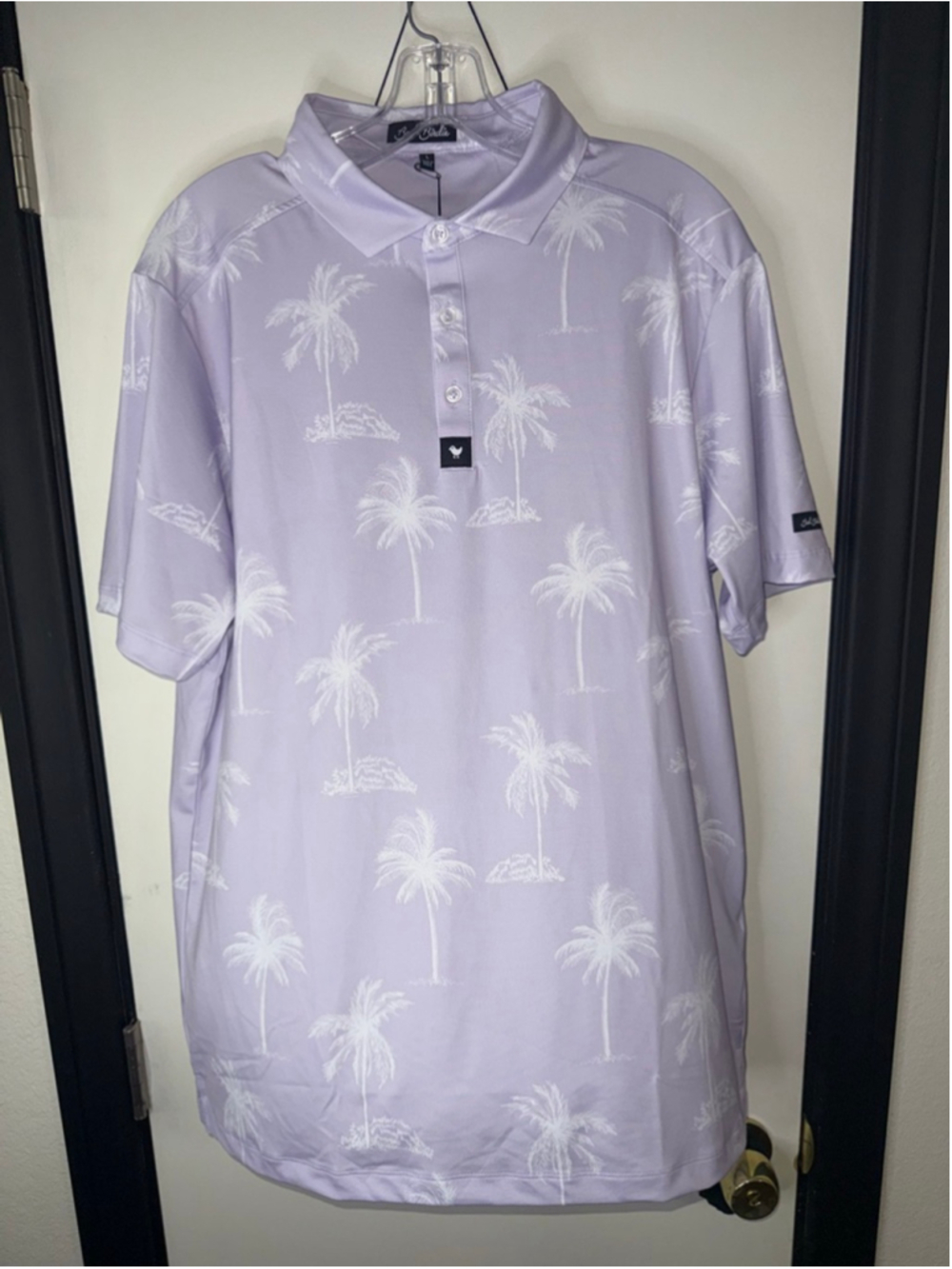 Men's Bad Birdie Lavender White Palm Tree Core Polo L